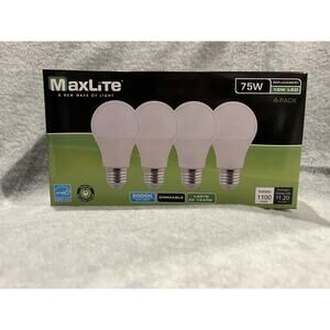 5 Boxes (20 Bulbs) MaxLite LED Dimmable A19 75W Replacement 10W Daylight 5000k